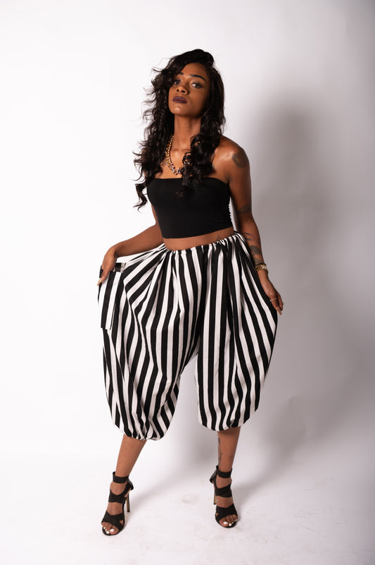 Black and White Striped Pants