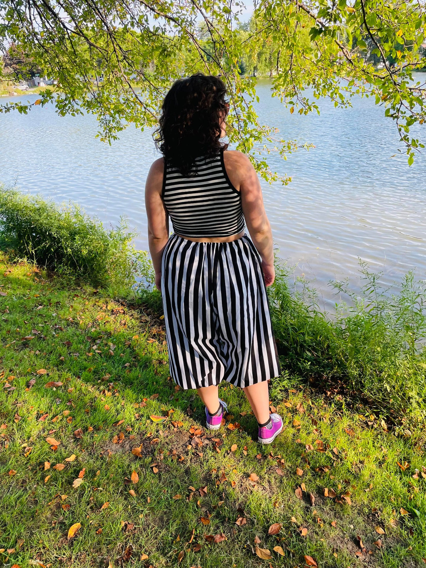 Black and White Striped Pants