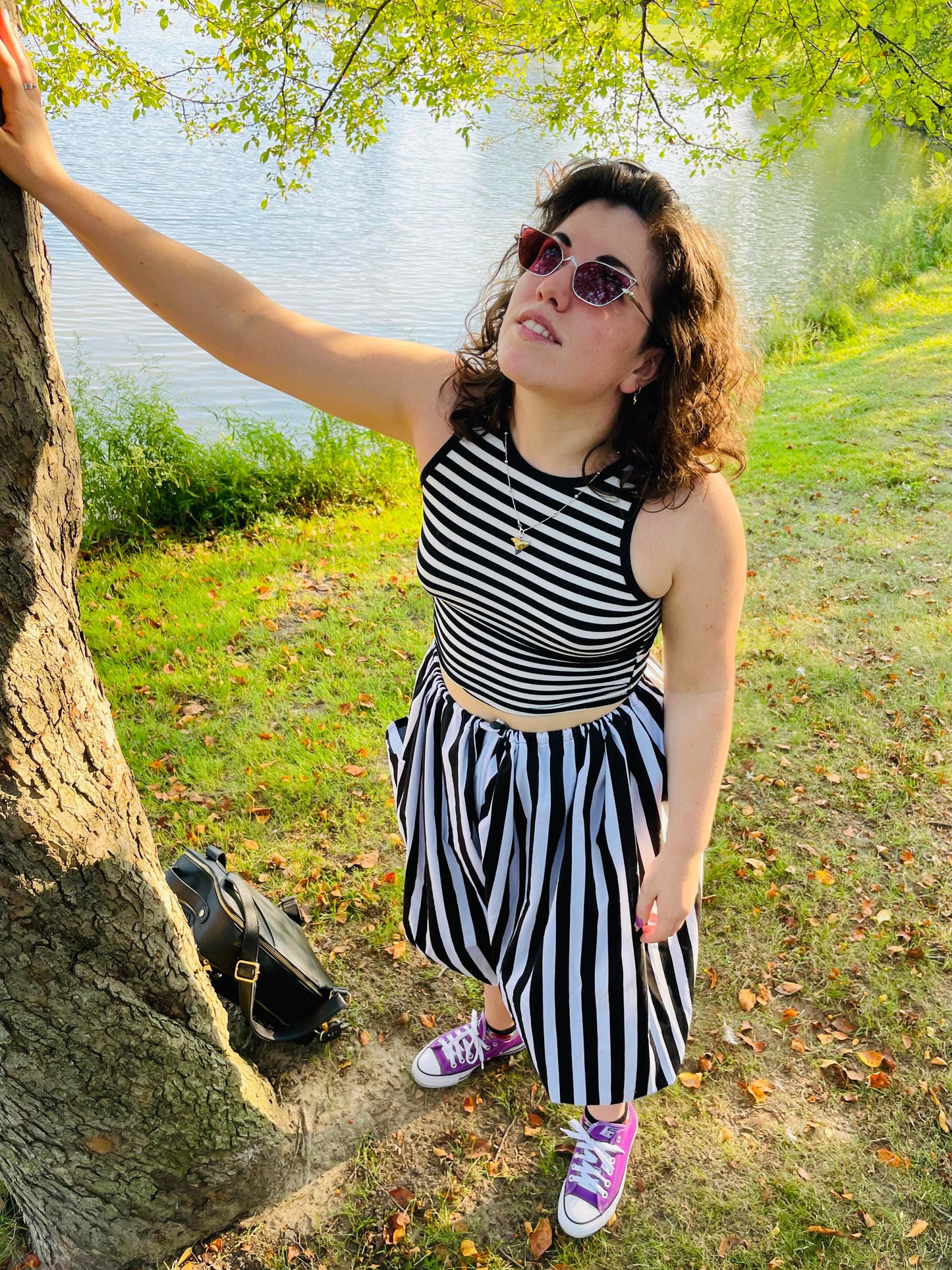 Black and White Striped Pants