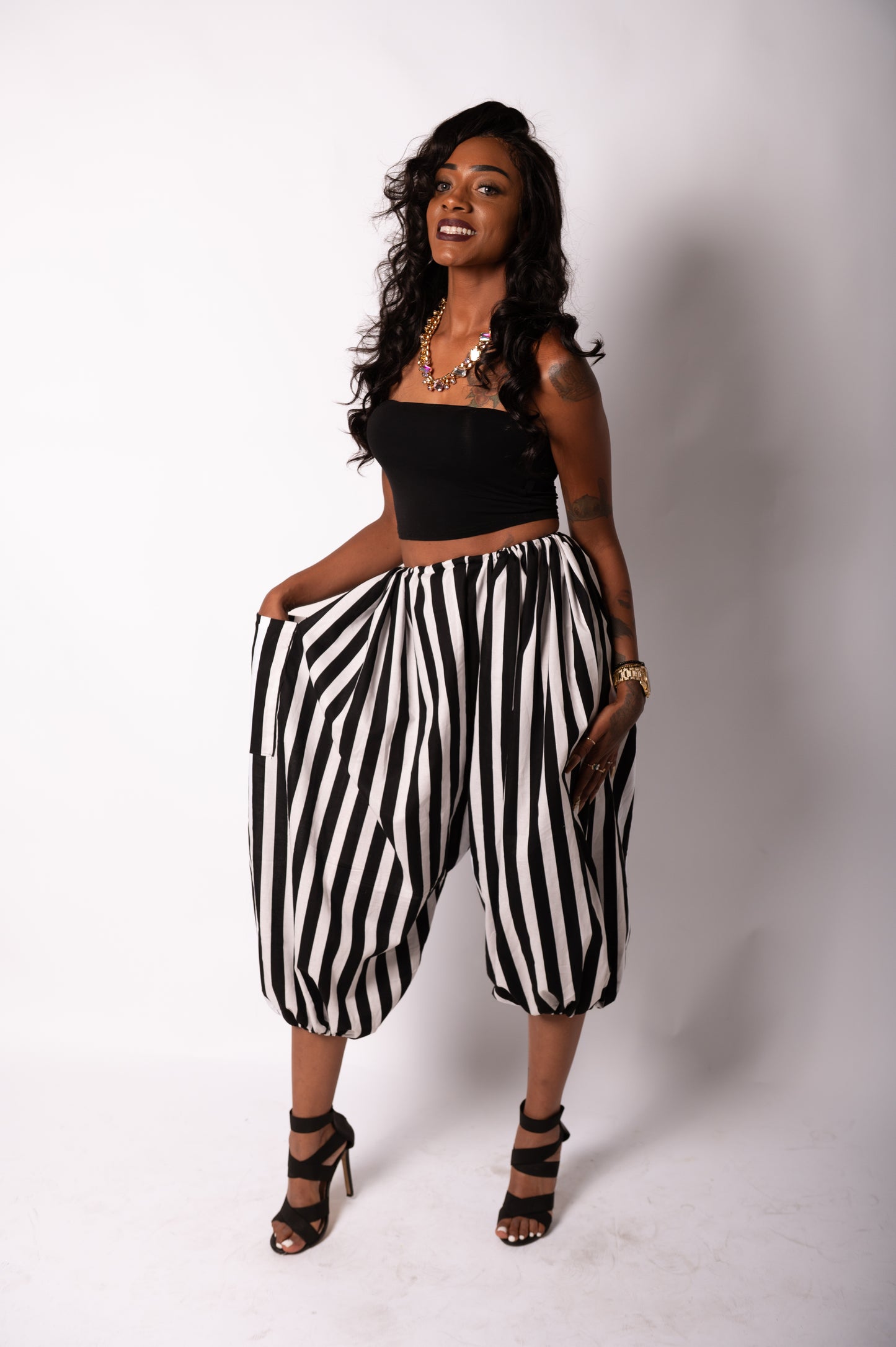 Black and White Striped Pants