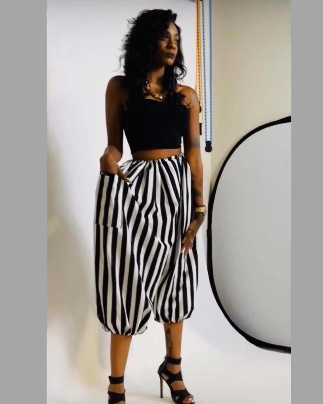 Black and White Striped Pants