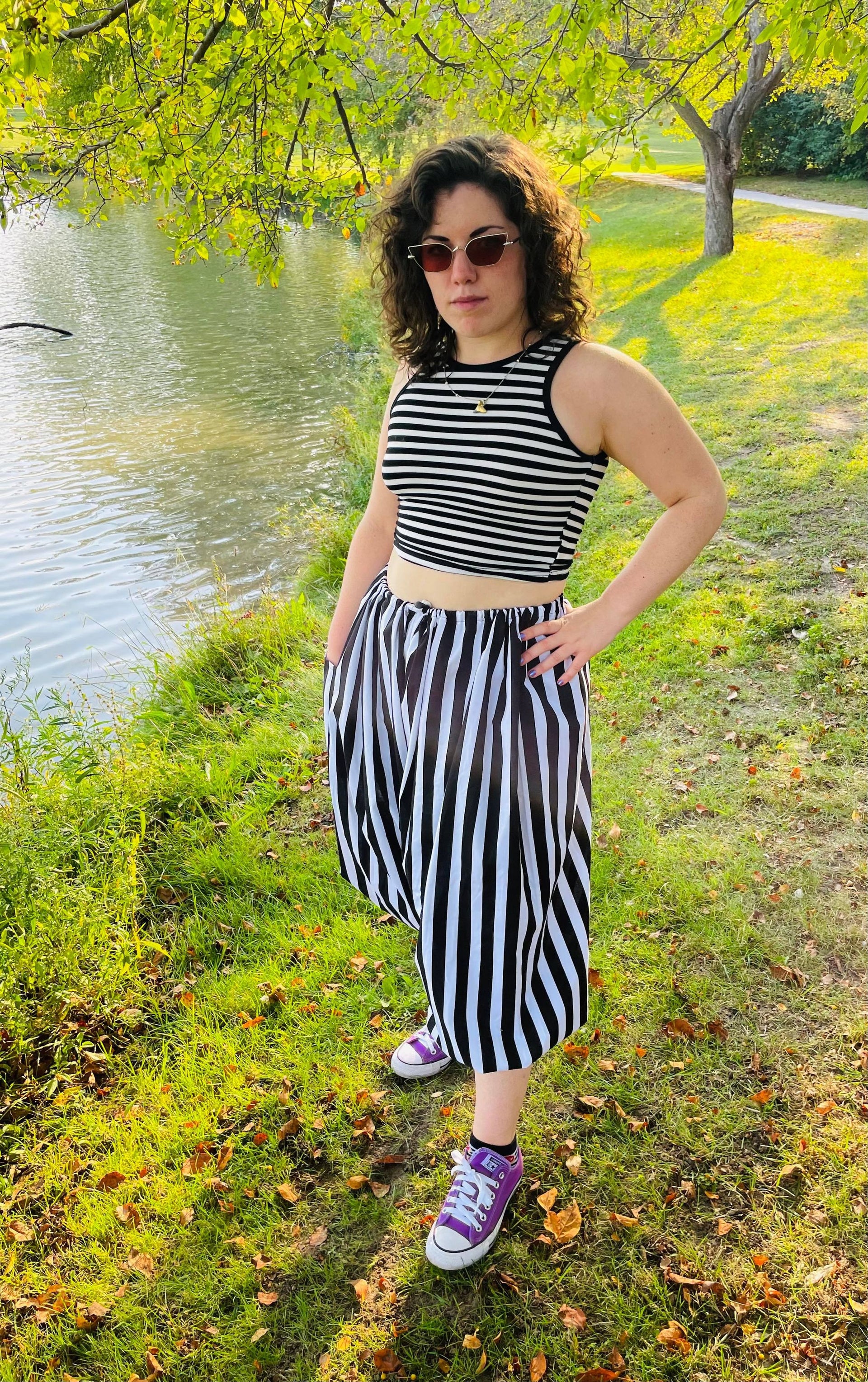 Black and White Striped Pants